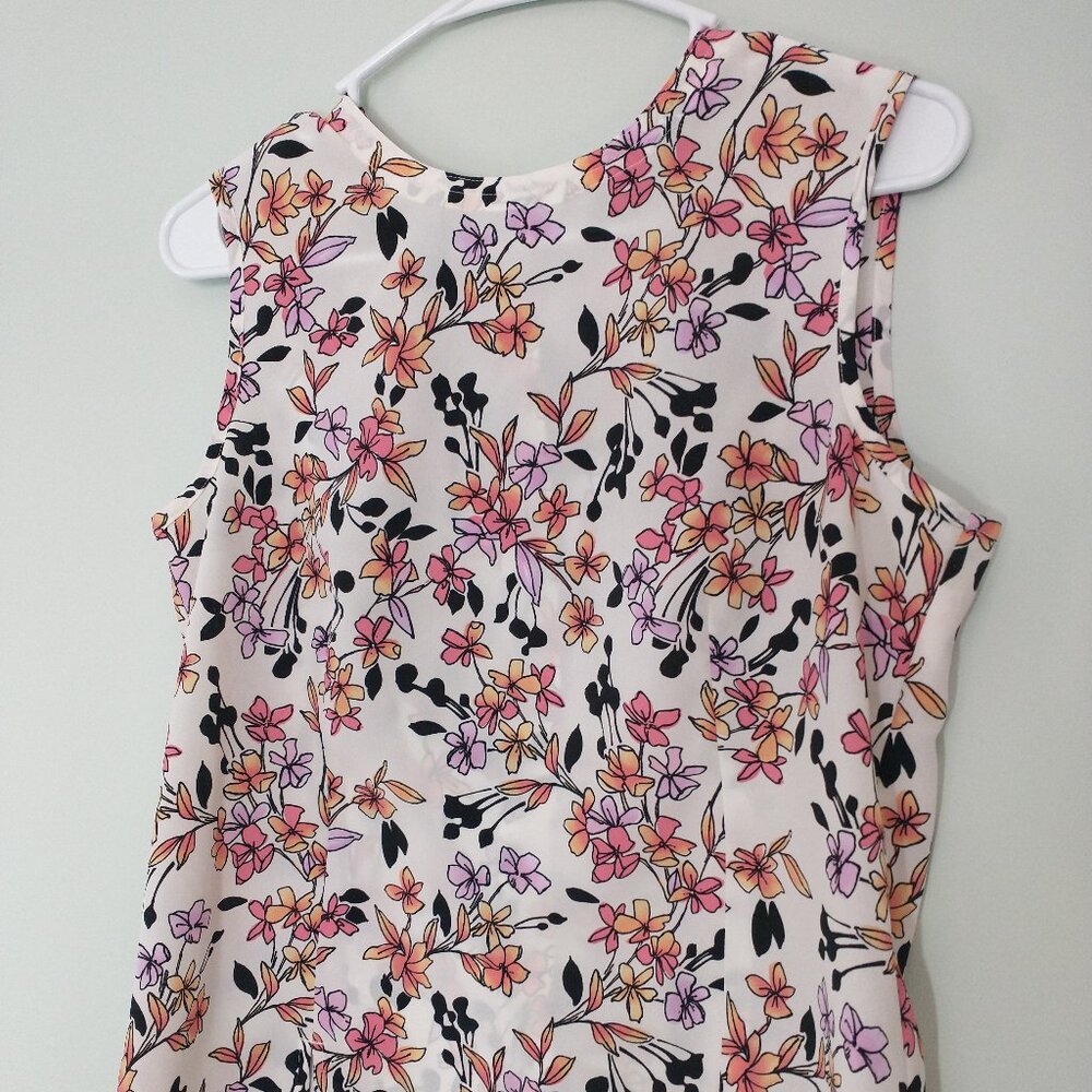 Karen Scott Floral Sleeveless Top - Pink, Orange, Black Size MP